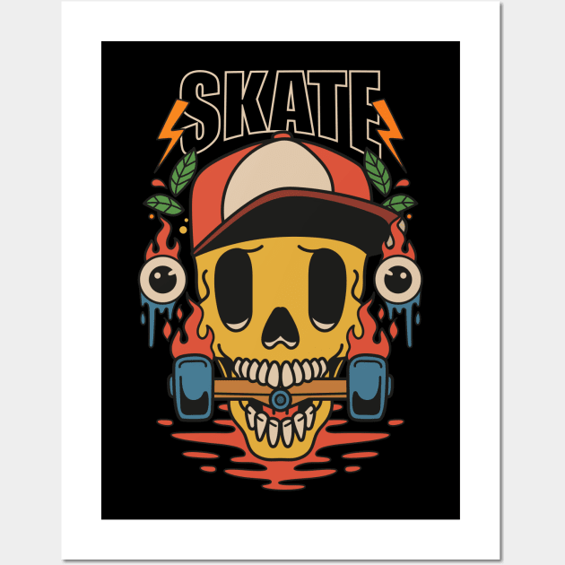 Skull Skate Illustration Wall Art by Mako Design 